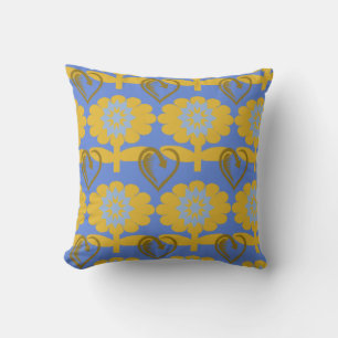 Blau- und Gelbblumen - Kissen - Designer