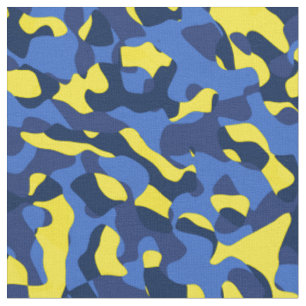 Blau und gelbes Camouflage-Druckmuster Stoff
