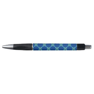 Blau- und Gelbfarben-Muster-Notebook Kugelschreiber