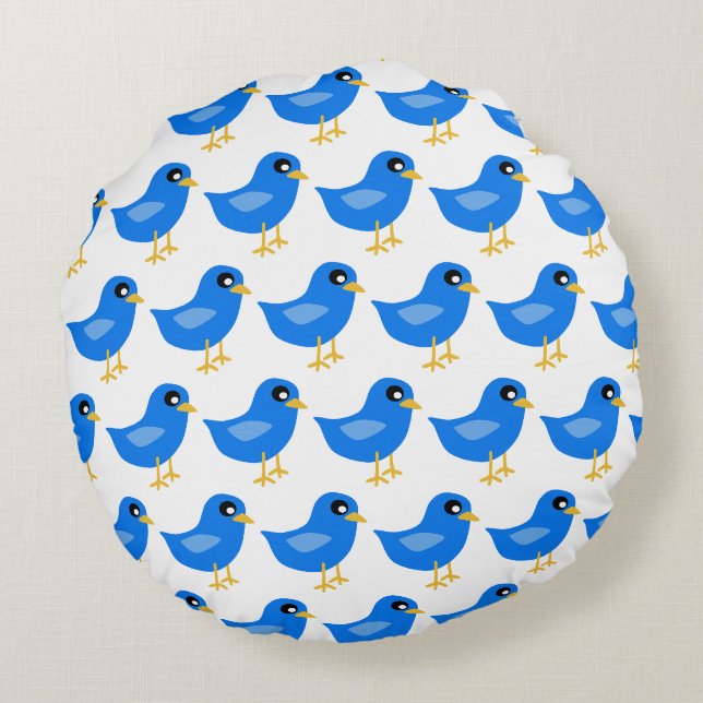 Blau- und Gelbkissen Rundes Kissen (Rückseite)