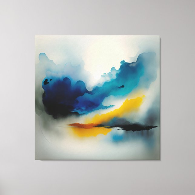 Blau- und Gelbtöne, abstrakt von Wolken Leinwanddruck (Vorderseite)