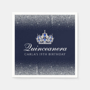 Blau und Glitzer Quinceanera Serviette