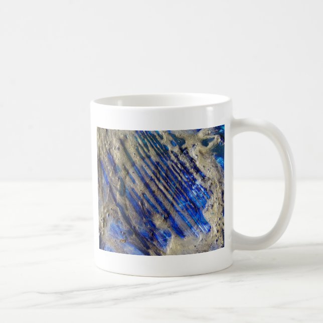 Blau und Gold Abstrakt Kaffeetasse (Rechts)