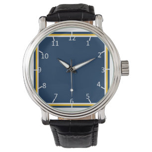 Blau und Gold Armbanduhr