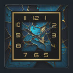 Blau und Gold Art Deco Quadratische Wanduhr<br><div class="desc">Großartiges Uhrendesign. Du wirst es wie andere Liebe bekommen. Sie können dieses Design auch für andere Produkte verwenden,  die Sie mögen,  oder Ihren Text anpassen und hinzufügen. Folgen Sie mir für mehr. Vielen Dank. Ich wünsche Ihnen einen schönen Tag.</div>