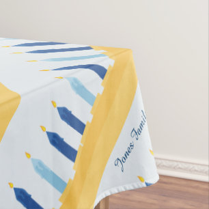 Blau und Gold Chanukkas Menorah Tischdecke