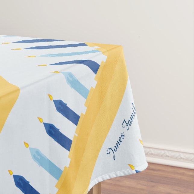 Blau und Gold Chanukkas Menorah Tischdecke (Beispiel)