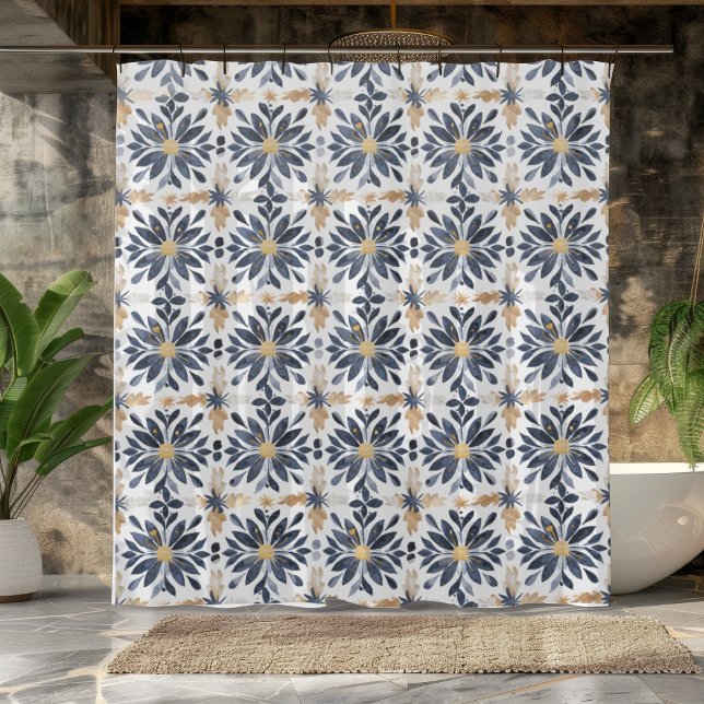 Blau und Gold Duschvorhang (Von Creator hochgeladen)