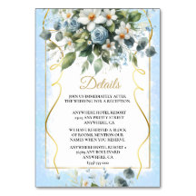 Blau und Gold Elegante Flora Rustikales Wasserfarb