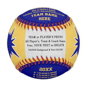 Blau und Gold, Foto und Personalisierter Baseball