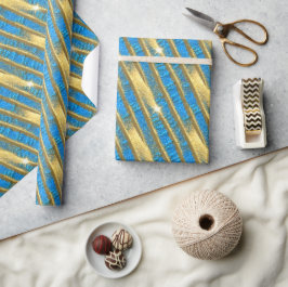 Blau- und Gold-Glitzer-Muster Geschenkpapier