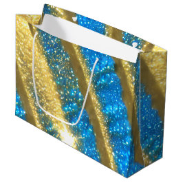 Blau- und Gold-Glitzer-Muster Große Geschenktüte