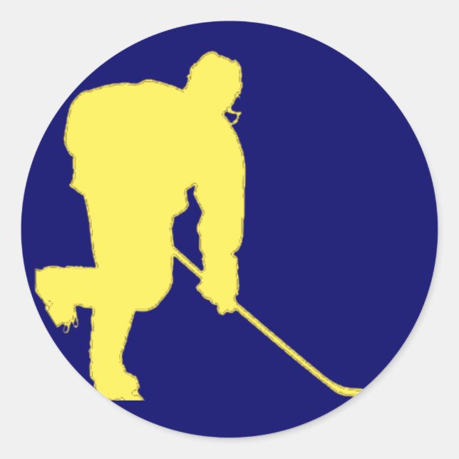 BLAU UND GOLD HOCKEY RUNDER AUFKLEBER (Vorderseite)