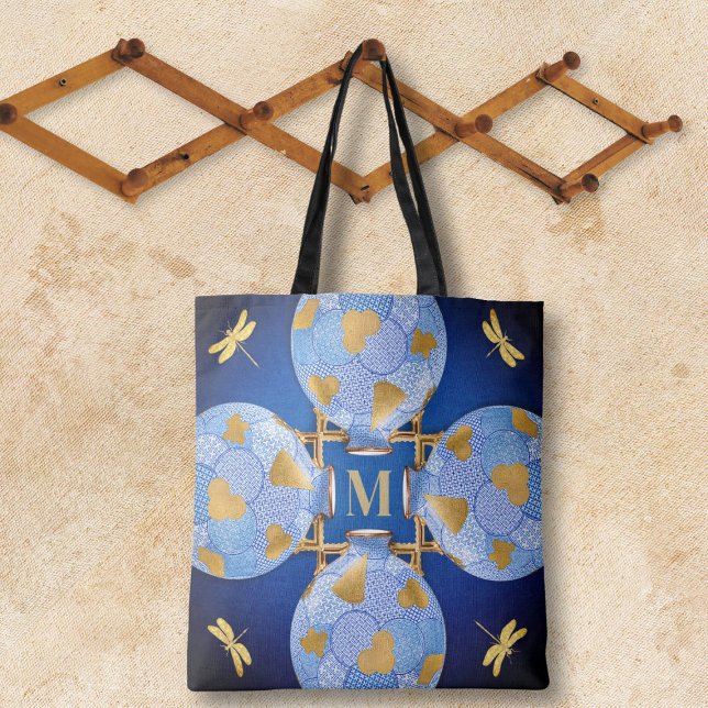 Blau und Gold im japanischen Stil Tasche (Von Creator hochgeladen)