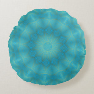 Blau und Gold Kaleidoskop Rundkissen Rundes Kissen
