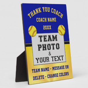 Blau und Gold, kundenspezifisches Foto, Softball C Fotoplatte
