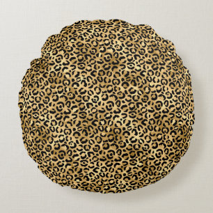 Blau und Gold Leopard Serie Design 2 Rundes Kissen