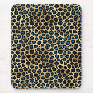 Blau und Gold Leopard Serie Design 4 Mousepad