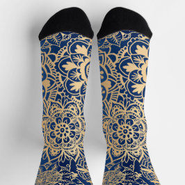 Blau und Gold Mandala Muster Socken