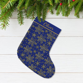 Blau und Gold Personalisiert Großer Weihnachtsstrumpf
