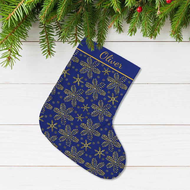 Blau und Gold Personalisiert Großer Weihnachtsstrumpf (Von Creator hochgeladen)
