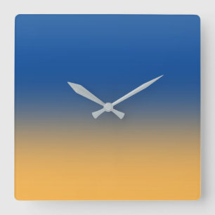 Blau und Gold Quadratische Wanduhr