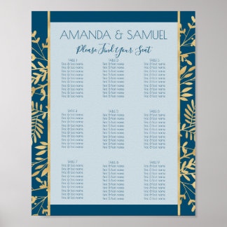 Blau und Gold Rahmen modern Poster