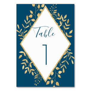 Blau und Gold Rahmen Modern  Tischnummer