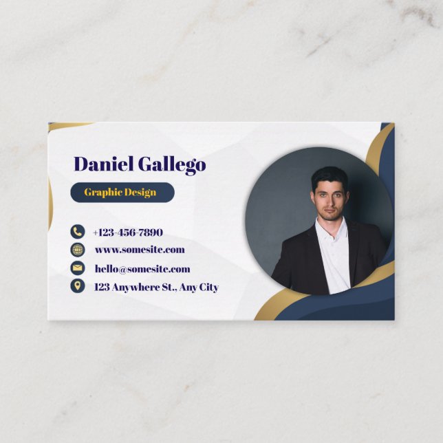 Blau und Gold Visitenkarte (Vorderseite)