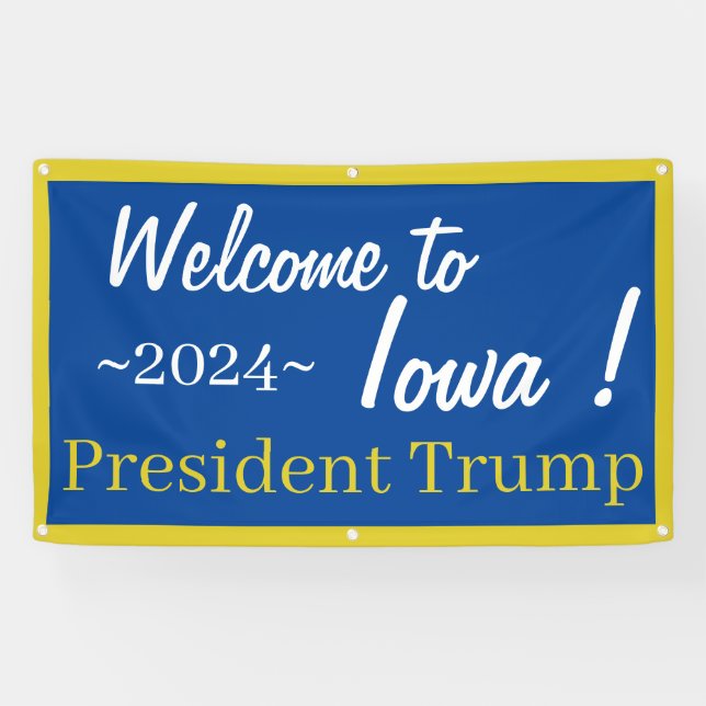 Blau und Gold Willkommen in Iowa Herr Präsident! B Banner (Horizontal)