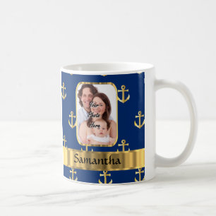 Blau- und Goldanker gemustert Kaffeetasse