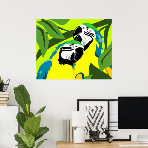 Blau- und Goldaras Papageien Poster
