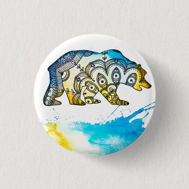 Blau-und Goldbärn-Button durch Megaflora Button (Vorderseite)