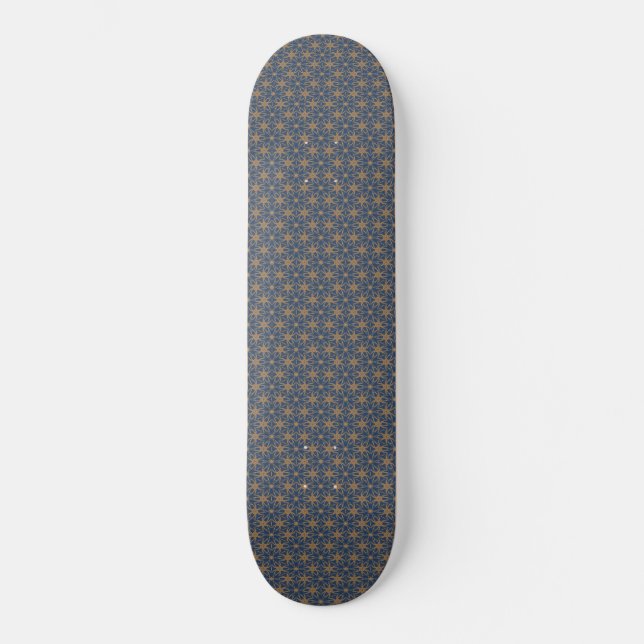 Blau- und Goldblätterdesign Skateboard (Vorderseite)