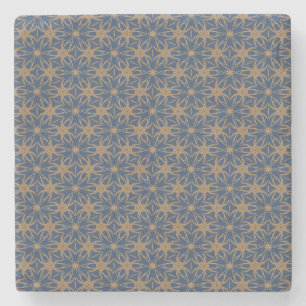 Blau- und Goldblätterdesign Steinuntersetzer
