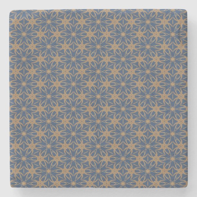 Blau- und Goldblätterdesign Steinuntersetzer (Vorderseite)