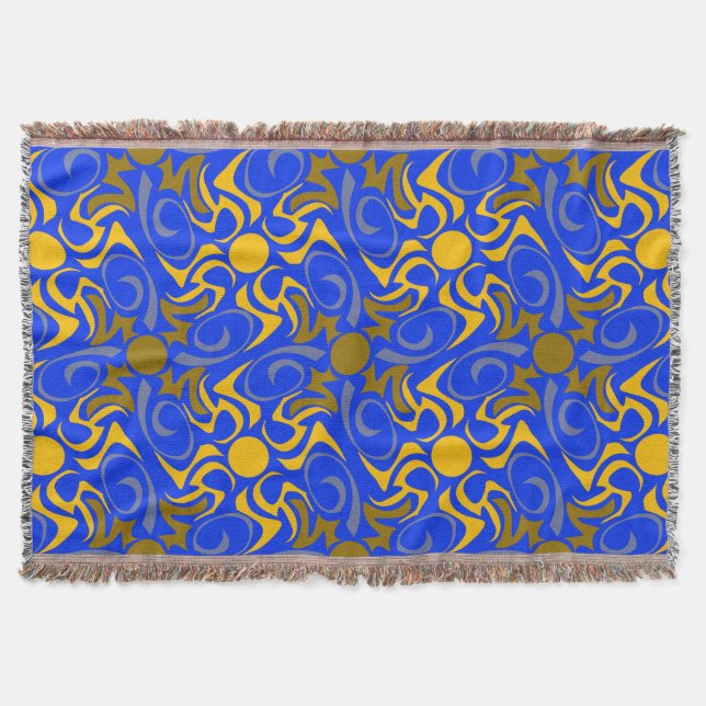 Blau und Golden Vector Nahtloses Muster Decke (Vorderseite)