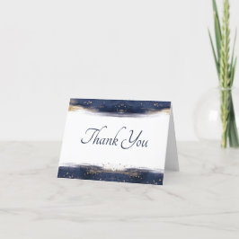 Blau und goldene Aquarellfarben dank Karte