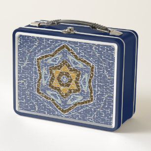 Blau- und Goldenes geometrisches Design Metall Brotdose