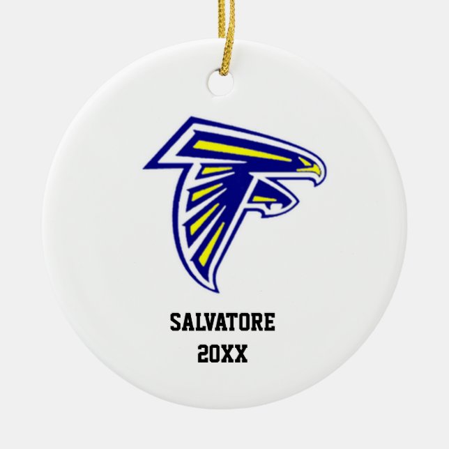 Blau-und Goldfalke-Weihnachtsverzierung Keramikornament (Vorne)