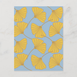 Blau-und GoldfallGinkgo Ginko Biloba Blätter Postkarte