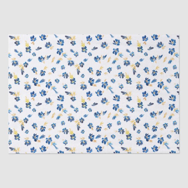 Blau und goldfarbene Blume Seidenpapier (Vorderseite)