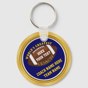 Blau-und Goldfußball-Trainer-Geschenke mit IHREM Schlüsselanhänger