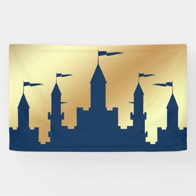 Blau-und Goldköniglicher Prinz Castle Banner (Horizontal)