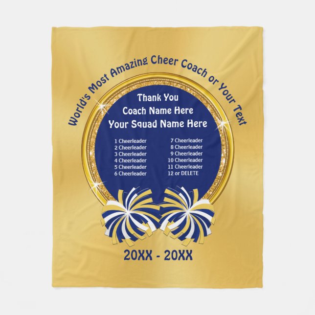Blau-und Goldkundenspezifische beste Cheerleading Fleecedecke (Vorderseite)