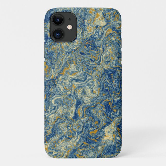 Blau- und Goldmarmor Case-Mate iPhone Hülle (Rückseite)