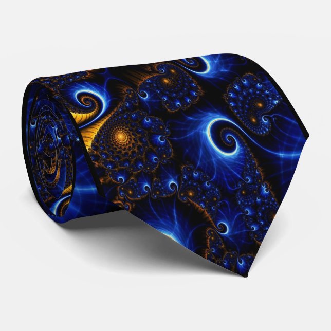 Blau- und Goldnebelflecke Krawatte (Gerollt)