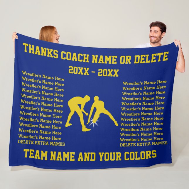 Blau-und Goldpersonalisierte Fleecedecke (Beispiel)