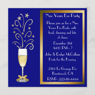 Blau-und GoldSilvester-Party Einladungen