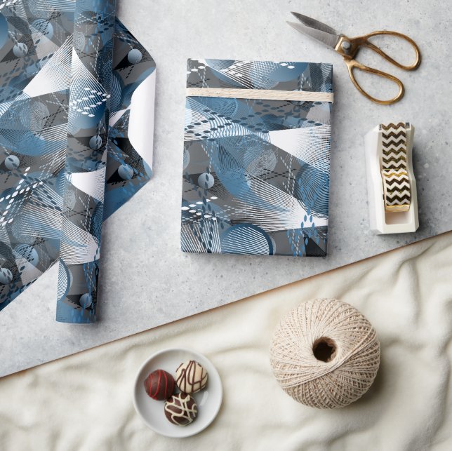 Blau und Grau. Abstraktion. Geschenkpapier (Kunsthandwerk)